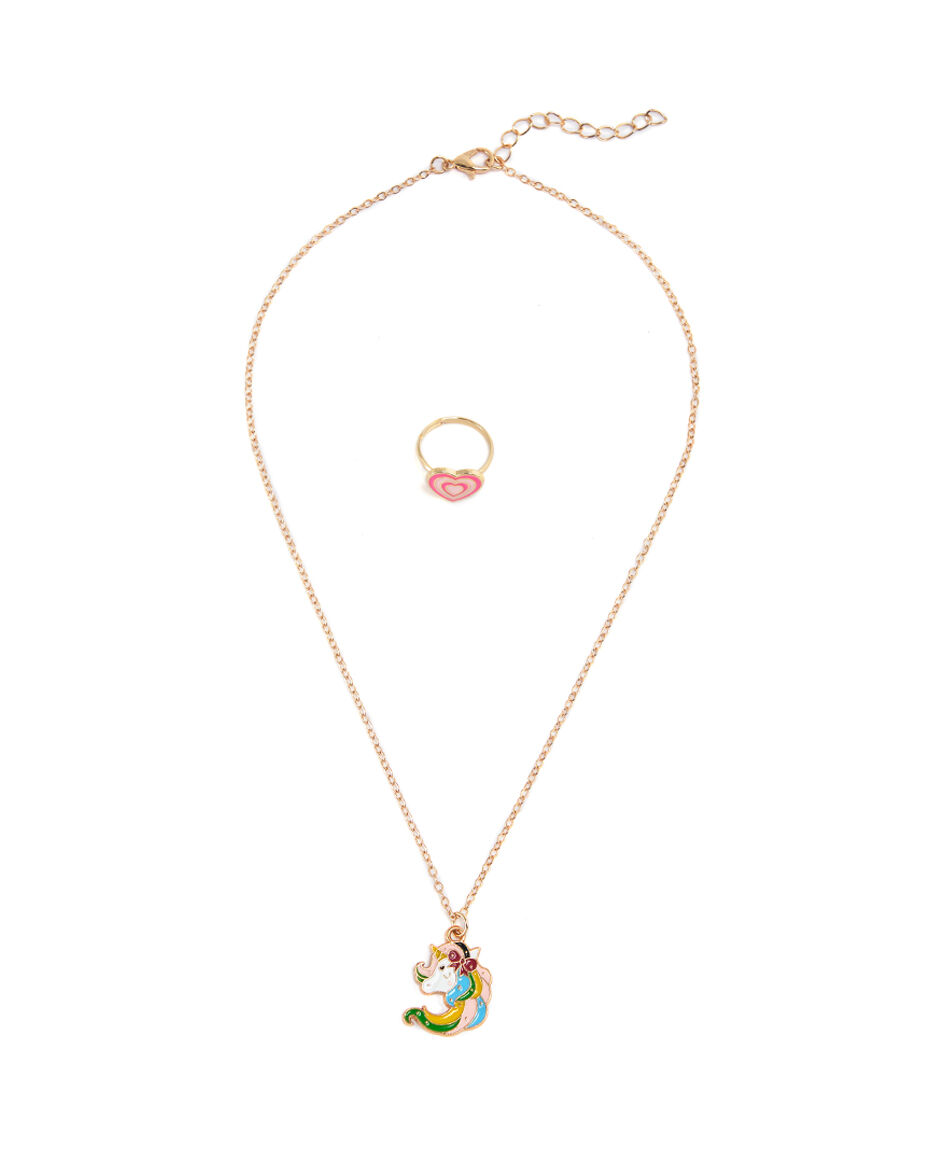 Set collar + anillo infantil unicornio