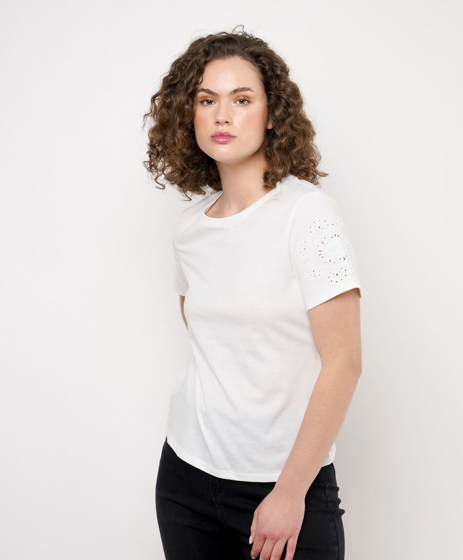 Remera mujer mangas dise&ntilde;o calado