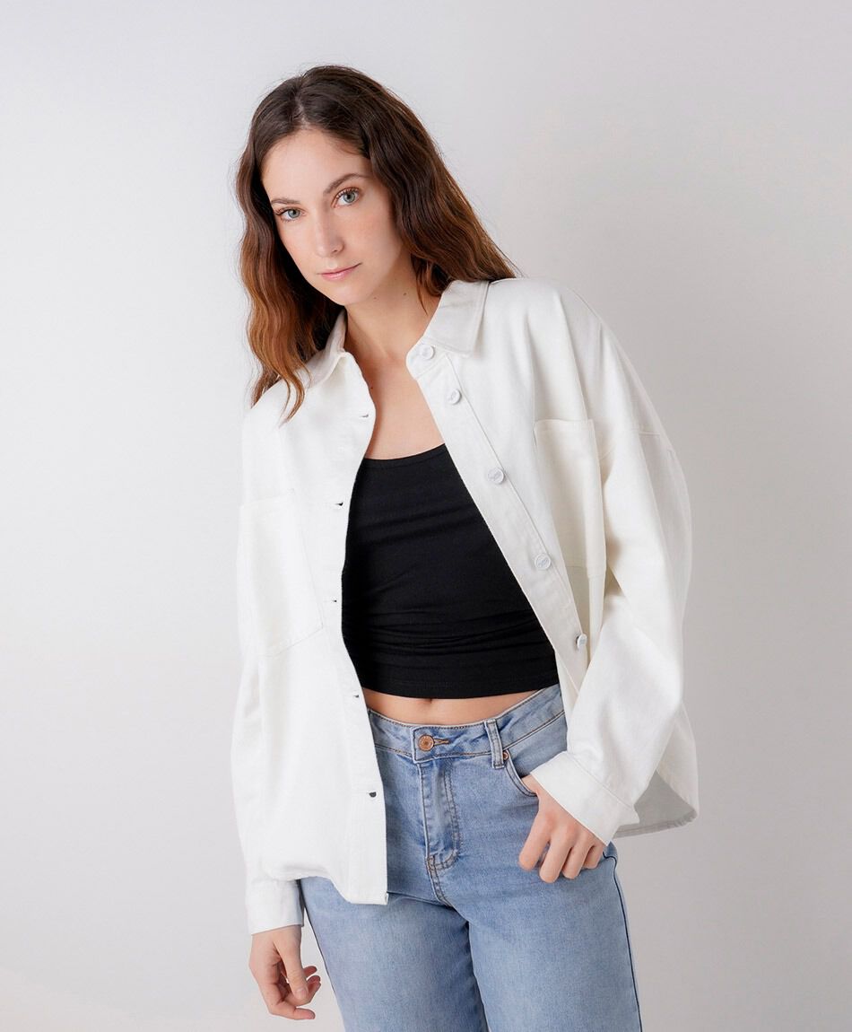 Camisa mujer denim oversize blanca
