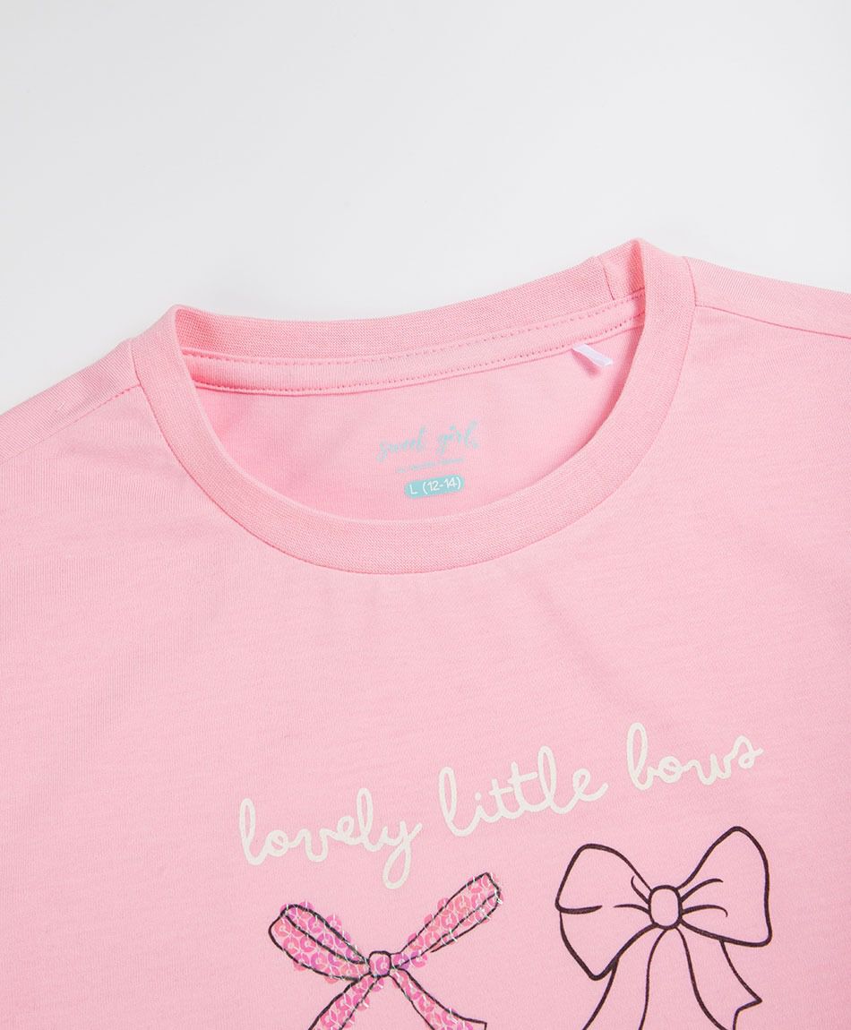 Remera ni&ntilde;a lazos coquette