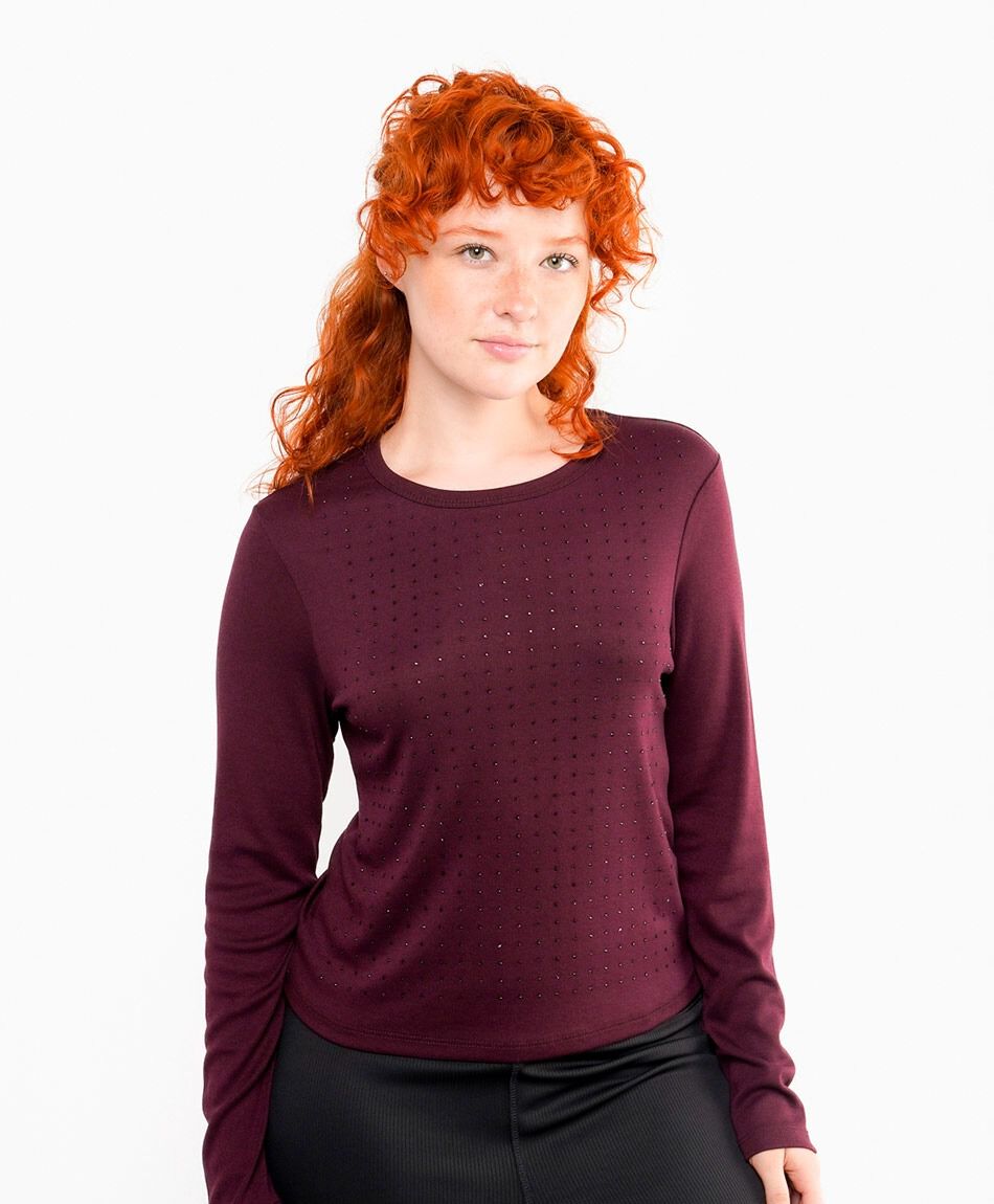 Remera mujer brillos frontales