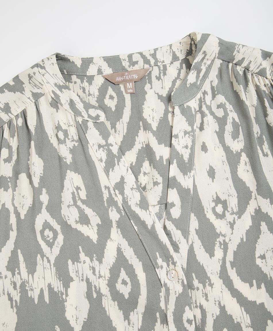 Camisa mujer figuras cuello mao