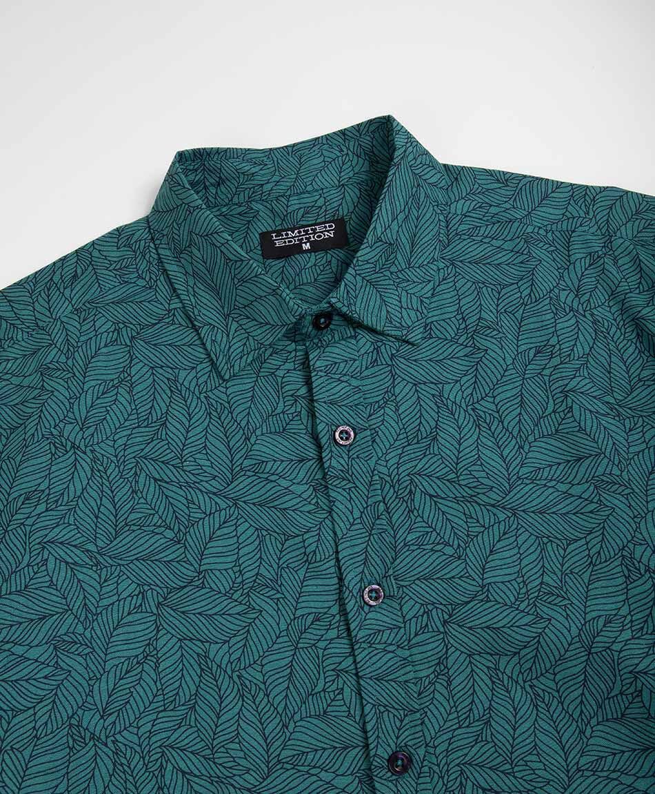 Camisa hombre hojas lino