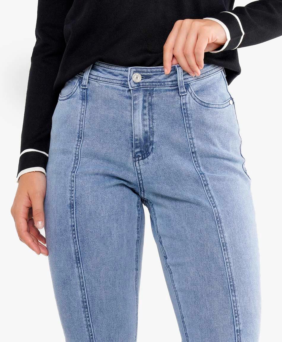 Jeans mujer flare costura frontal