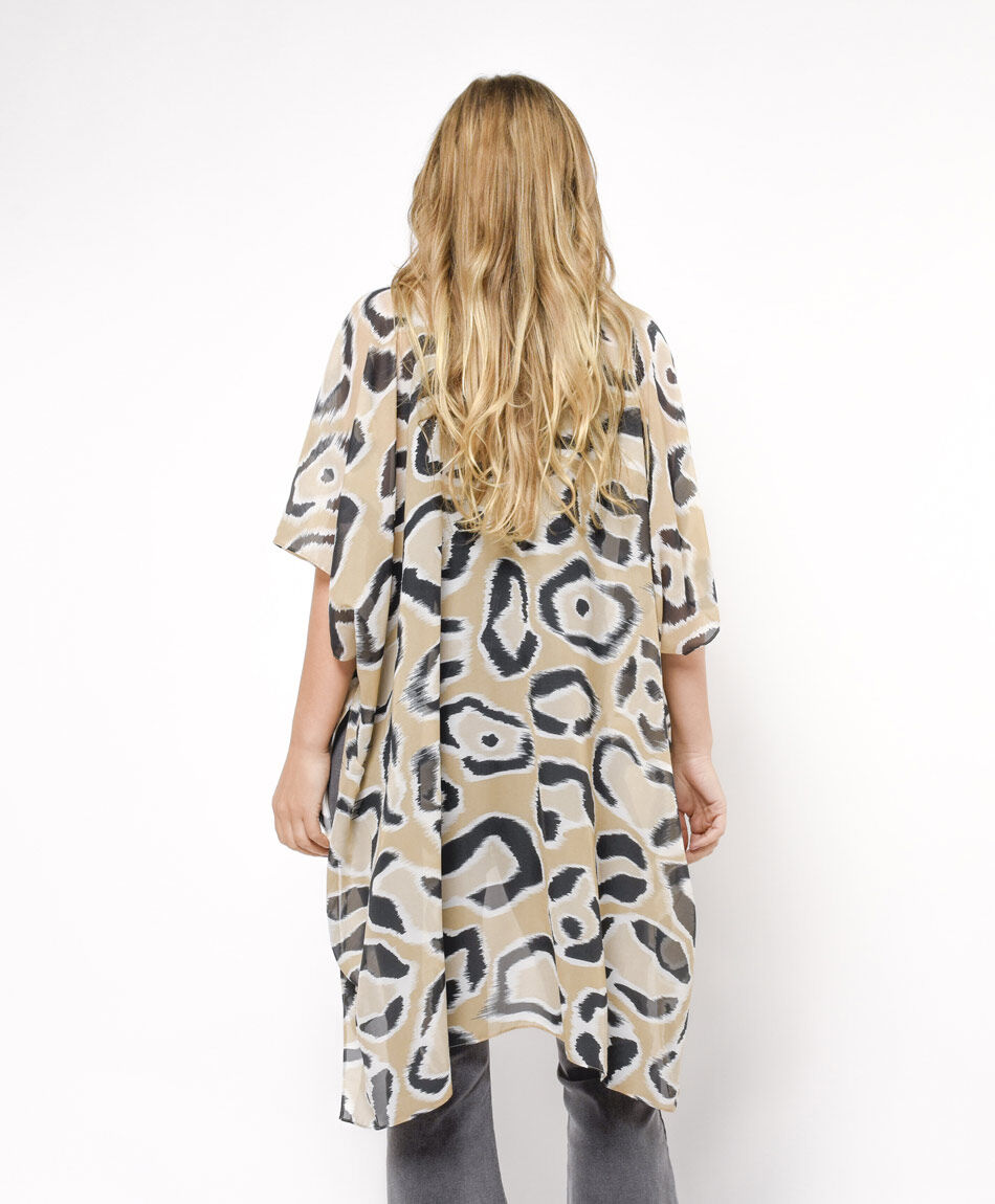 Pareo mujer animal print beige