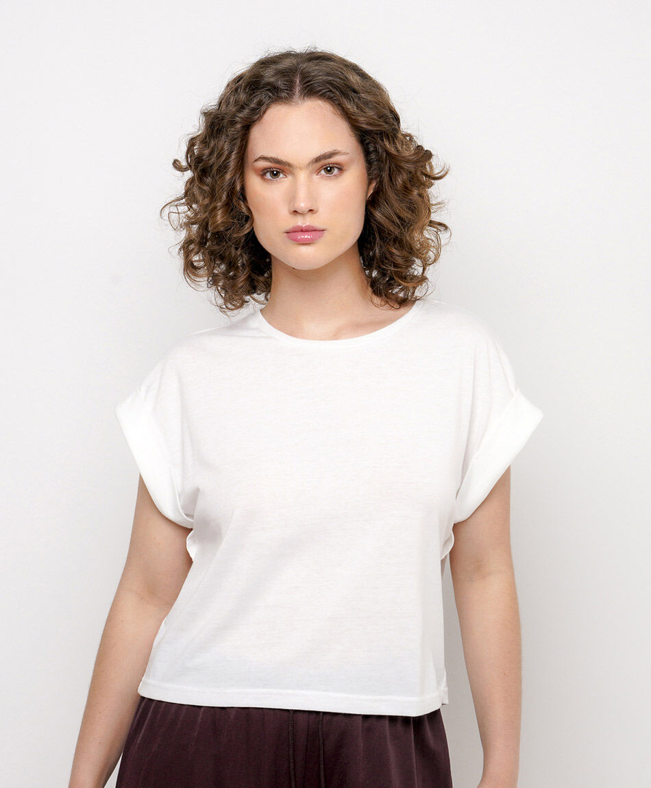 Remera mujer cuadrada blanca