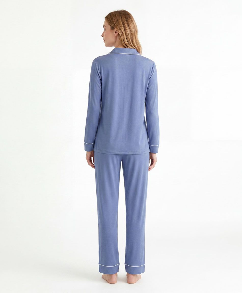 Pijama mujer camisero &iacute;ndigo