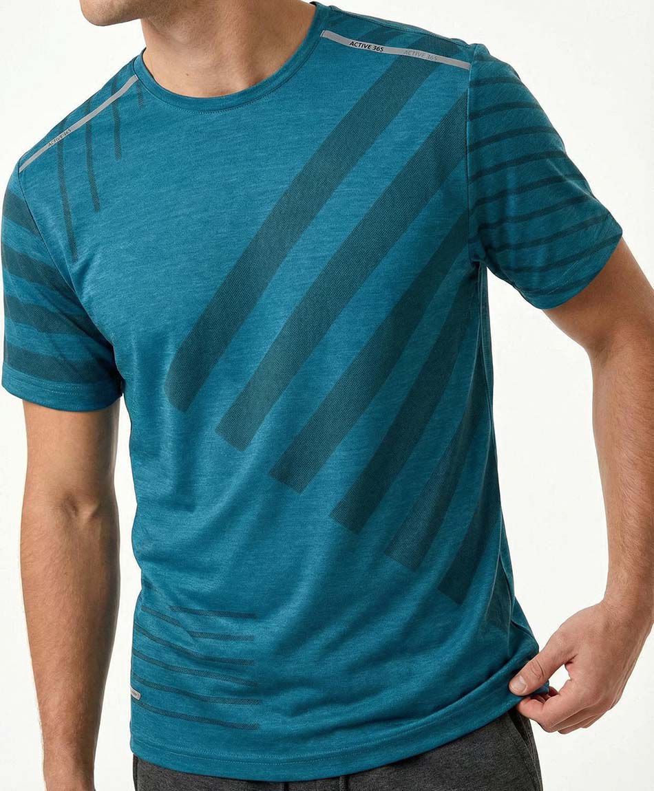 Remera deportiva hombre running turquesa