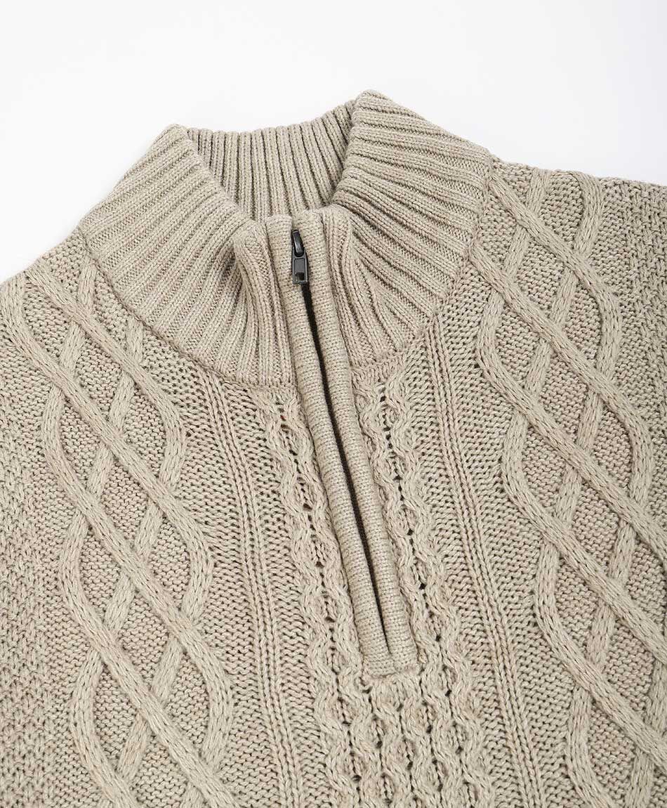 Sweater hombre cierre medio beige