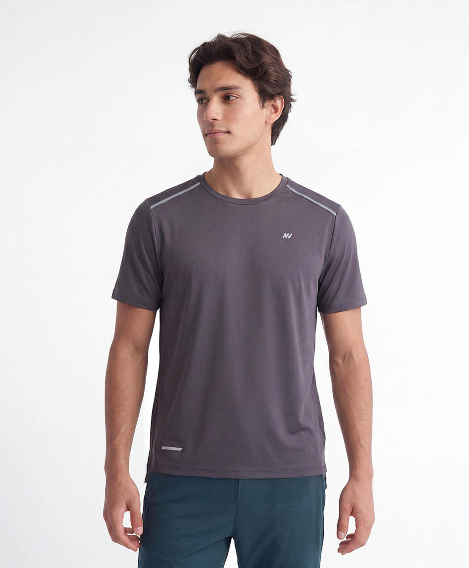Polera deportiva hombre lisa gris