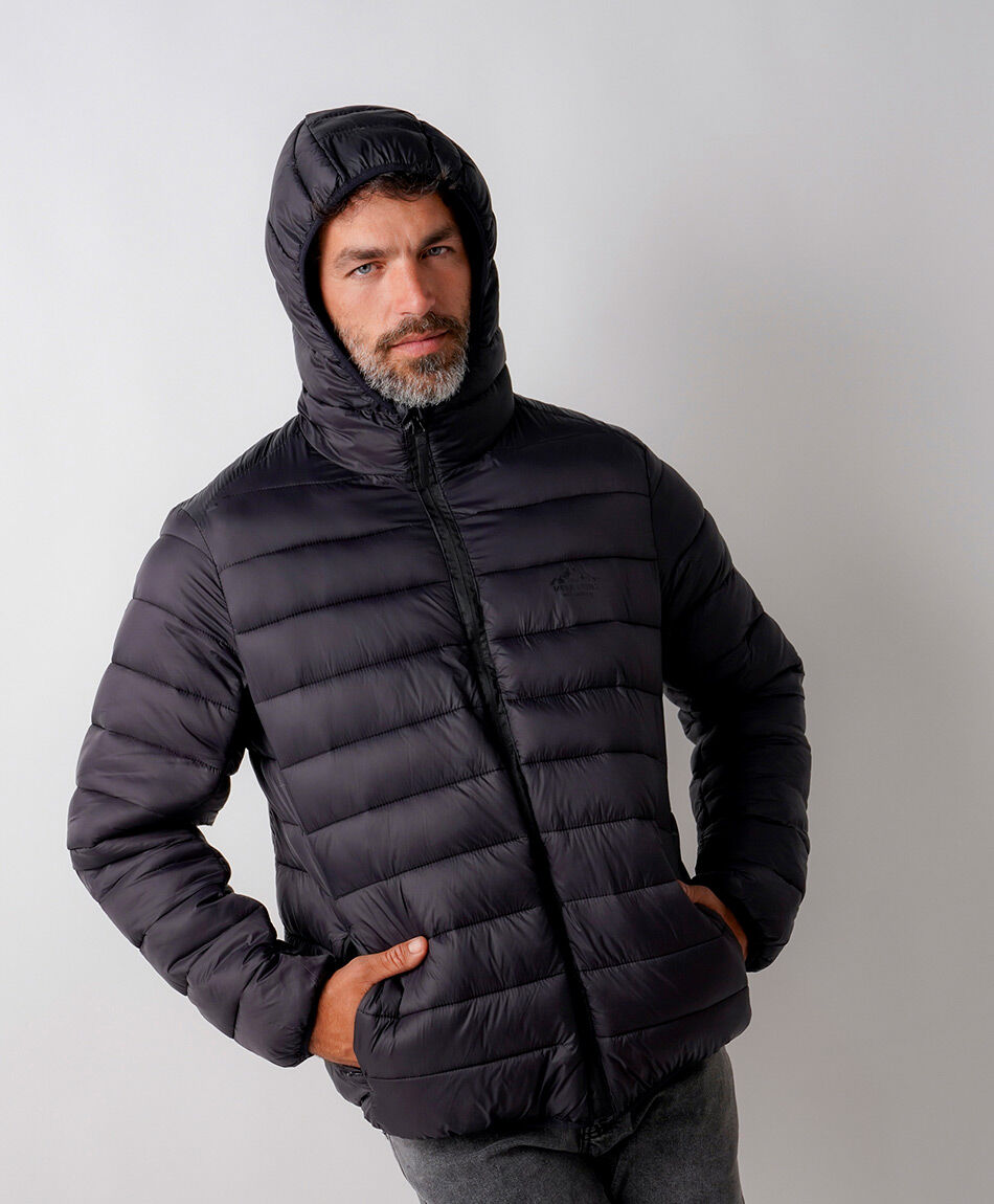 Parka hombre negra gorro