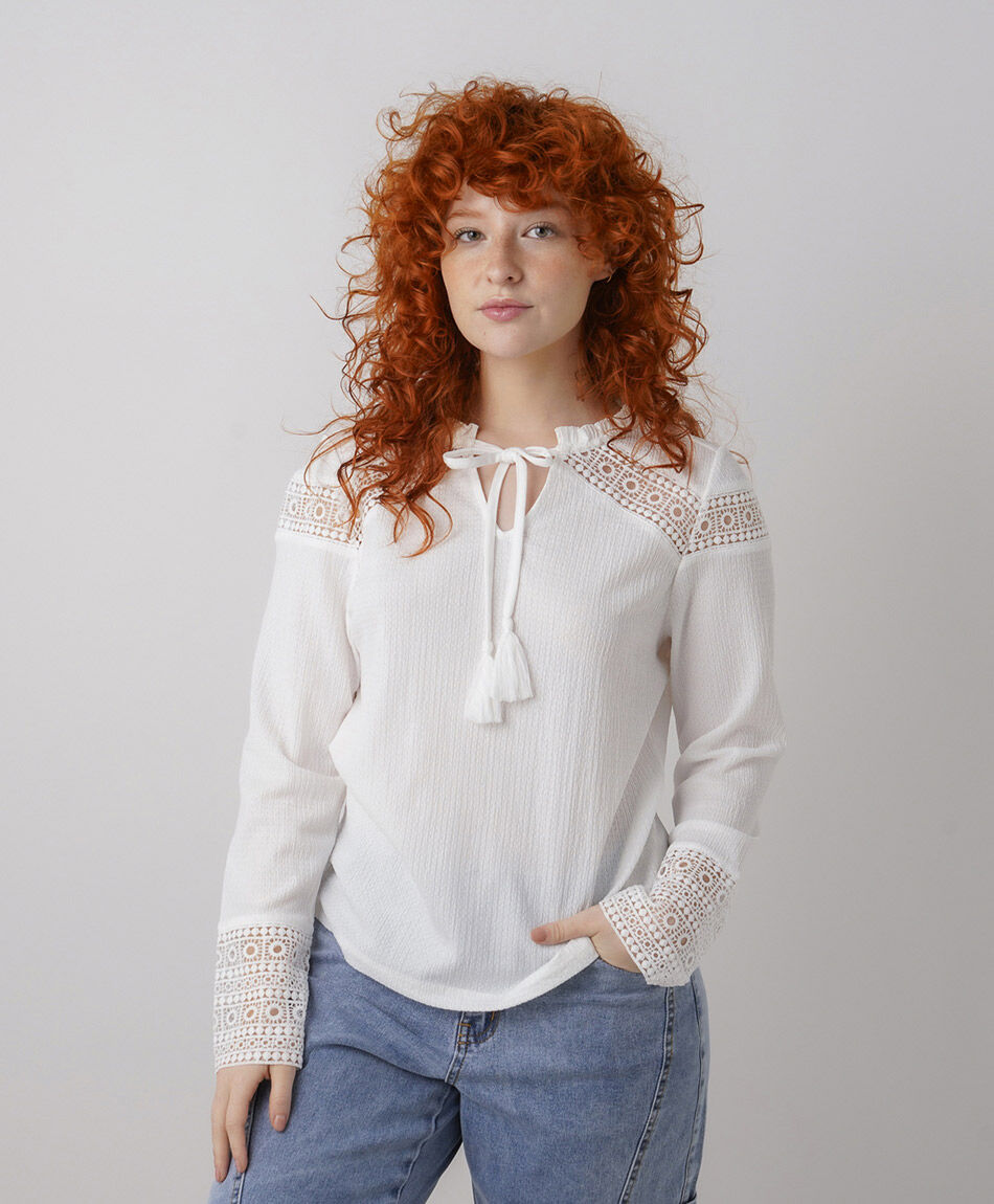 Camisa mujer encajes calados