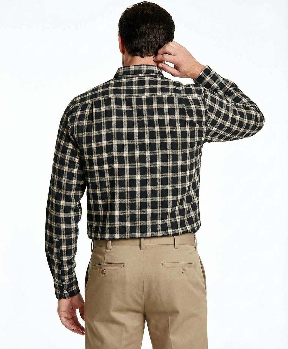 Camisa hombre franela beige