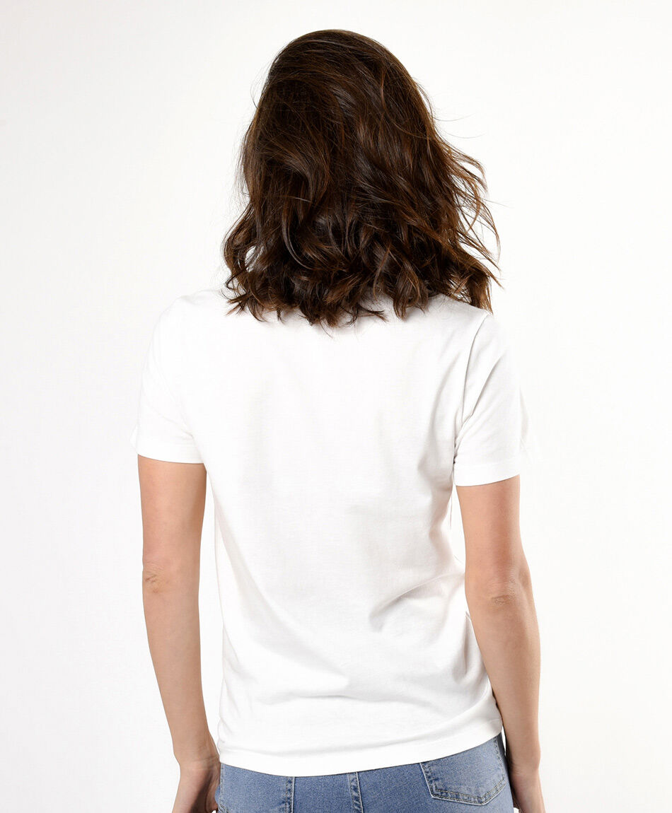 Remera mujer b&aacute;sica blanca cuello en v