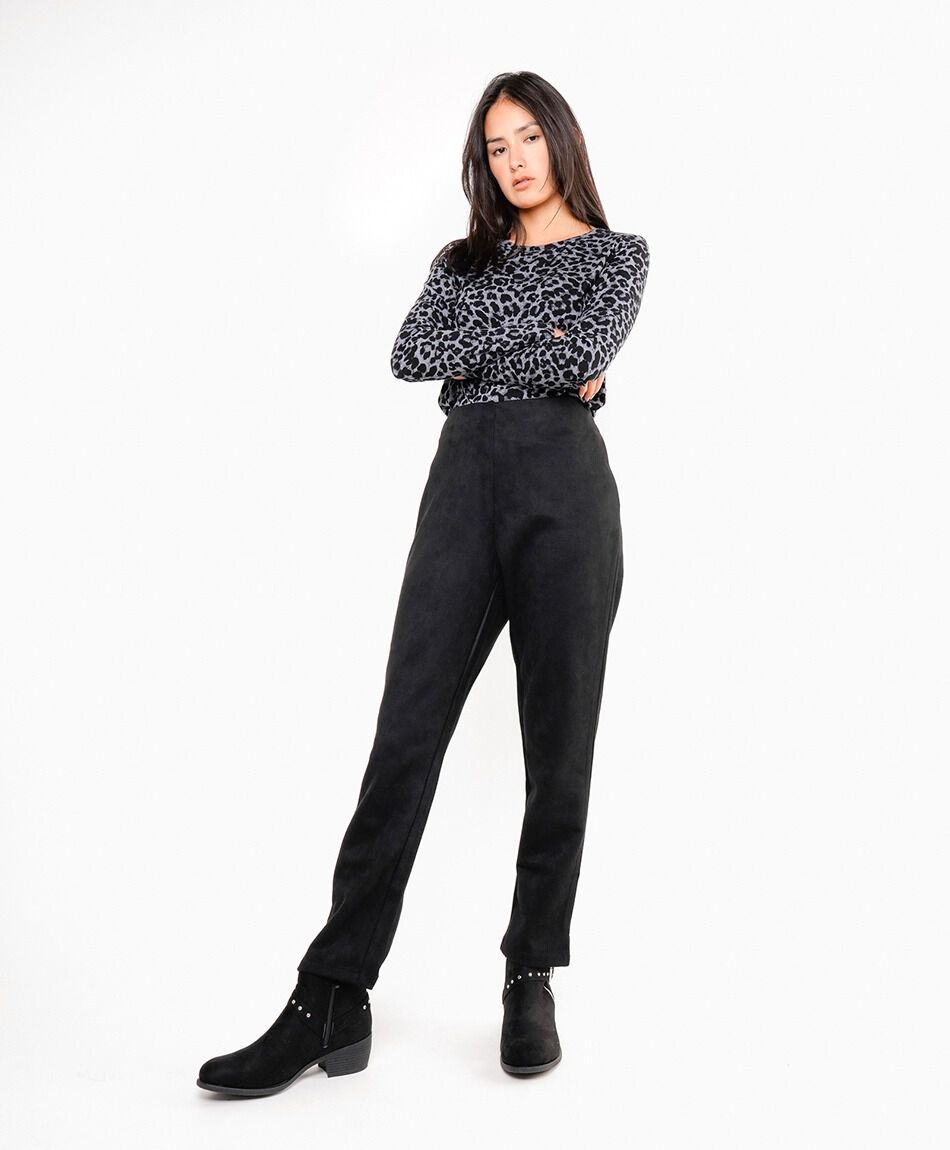Pantal&oacute;n mujer negro tiro alto