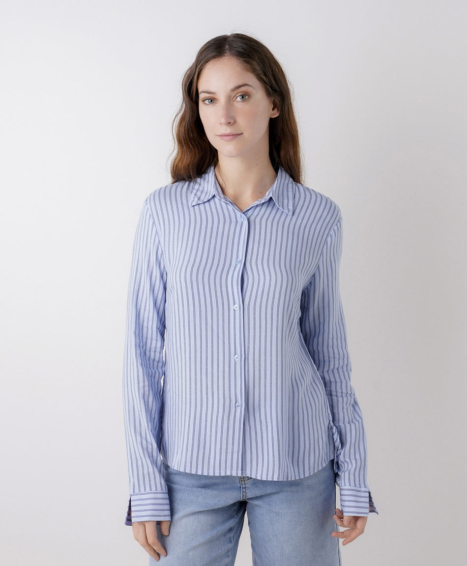 Camisa mujer l&iacute;neas lazos laterales
