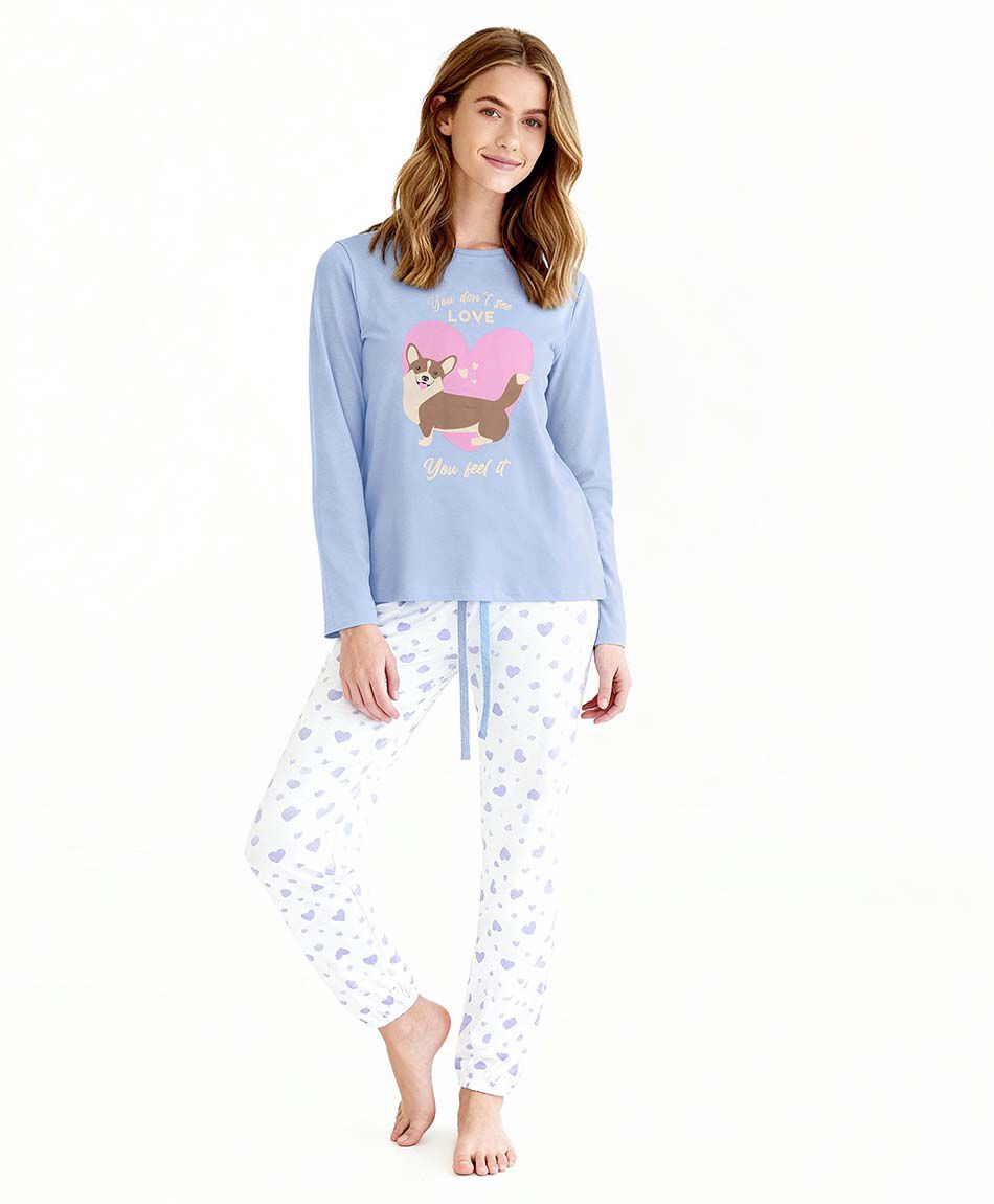 Pijama mujer corgi coraz&oacute;n