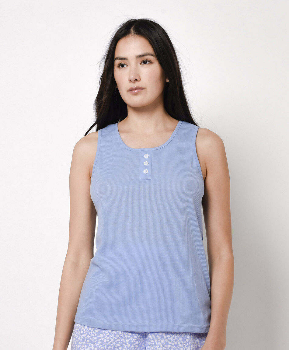 Pijama mujer short acanalado