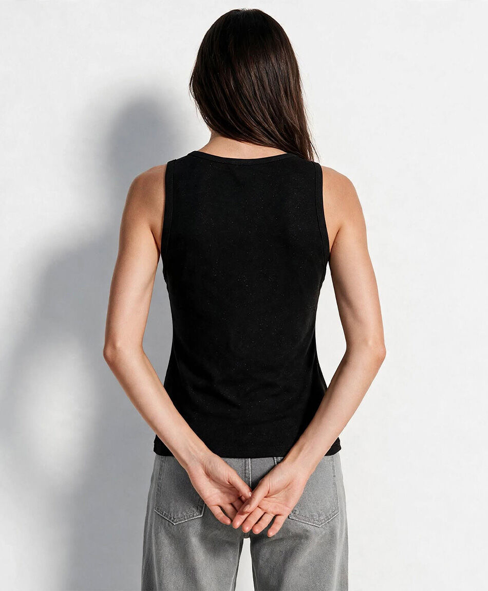 Remera mujer sin mangas brillos