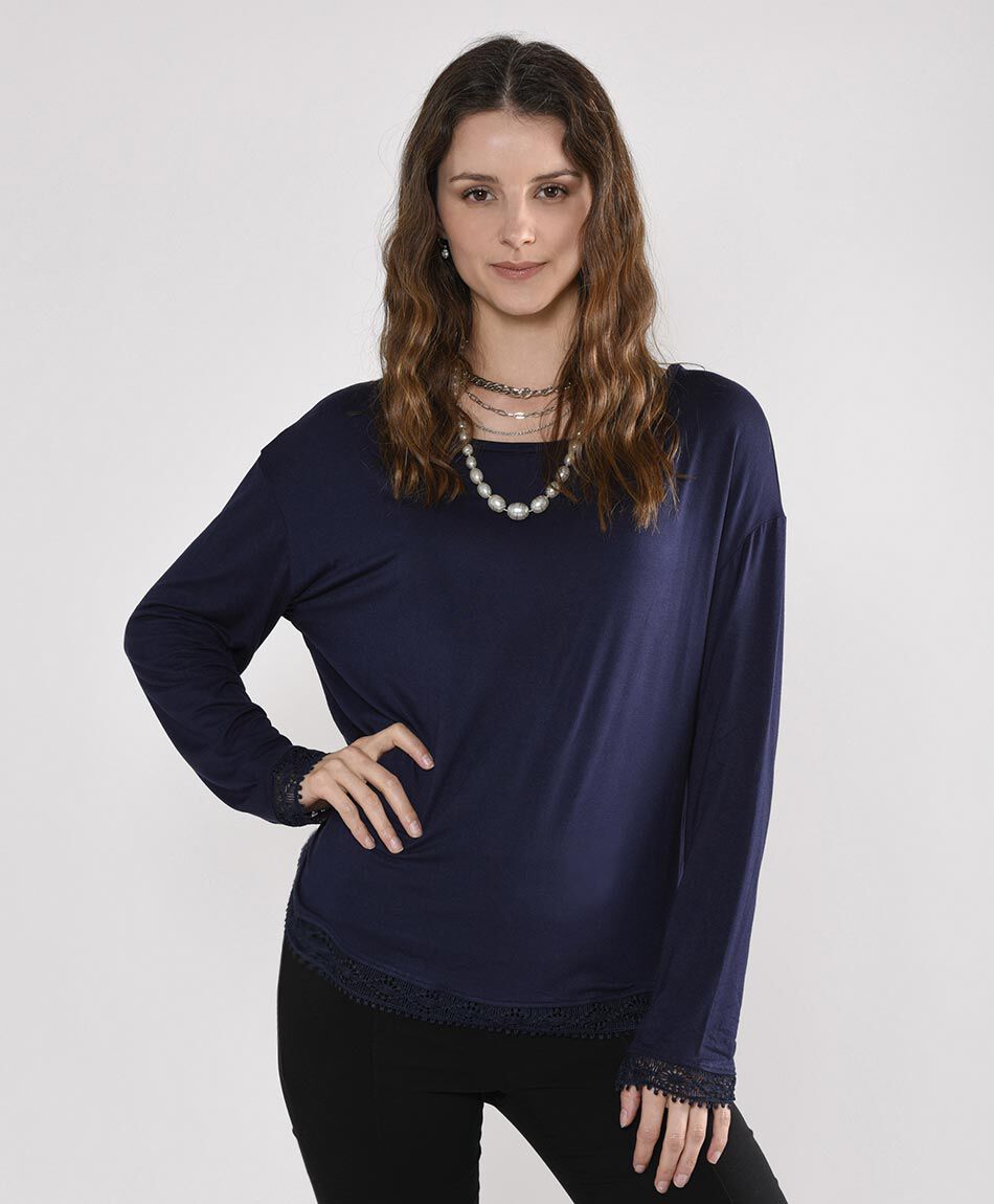 Polera manga larga cuello redondo