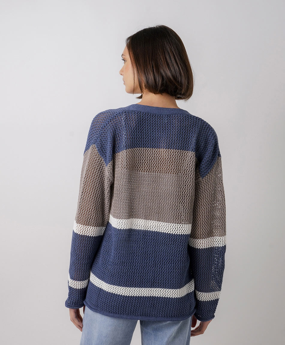 Cardigan mujer listado tricolor