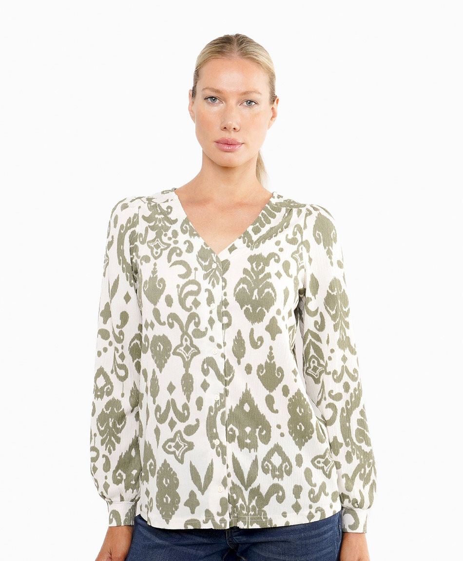 Remera mujer estampada verde olivo