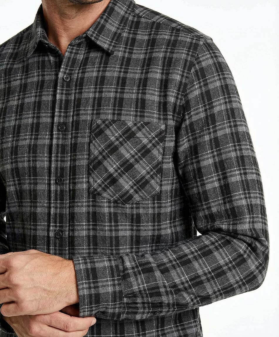 Camisa hombre franela gris
