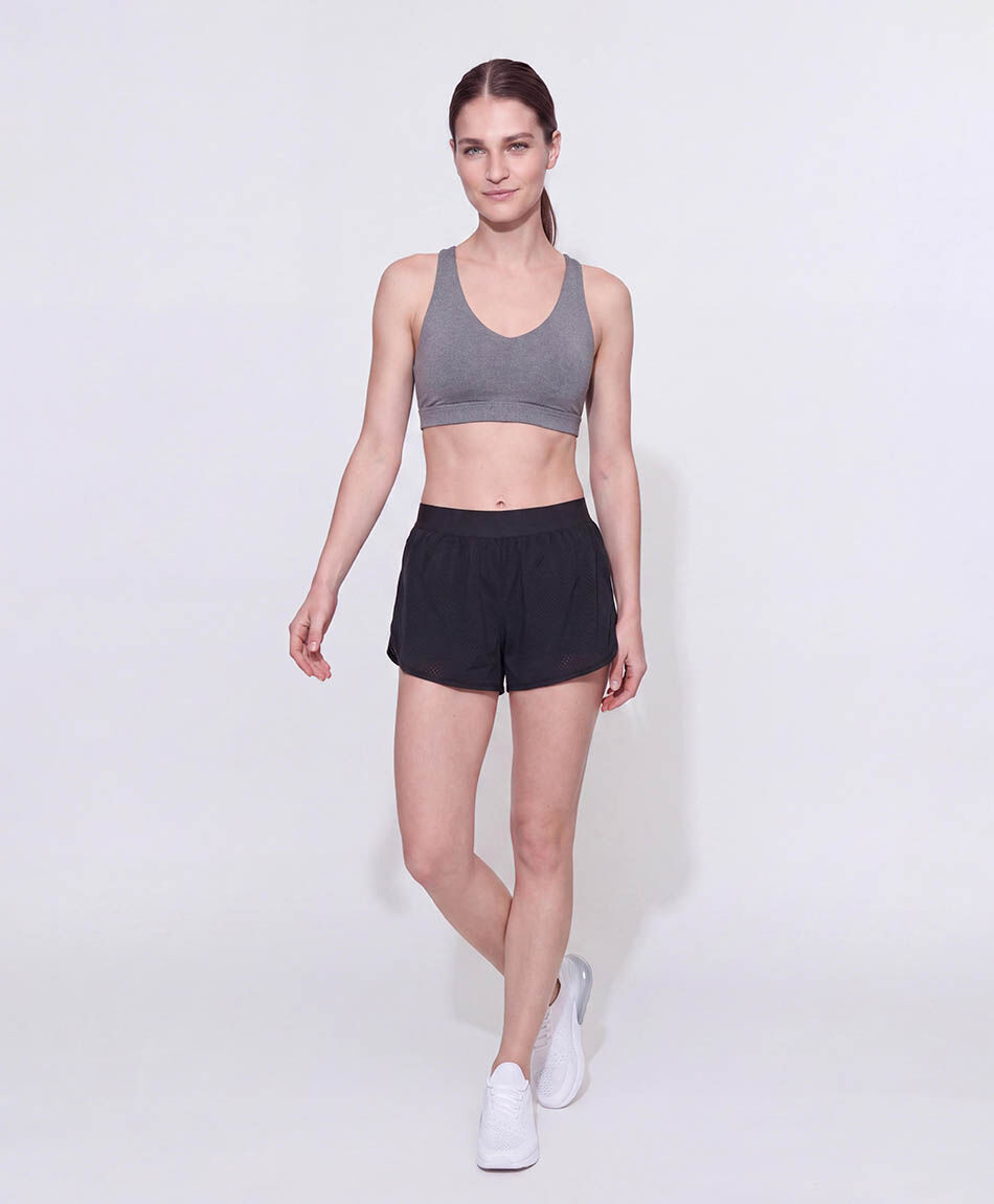 Short deportivo mujer calza interior morada