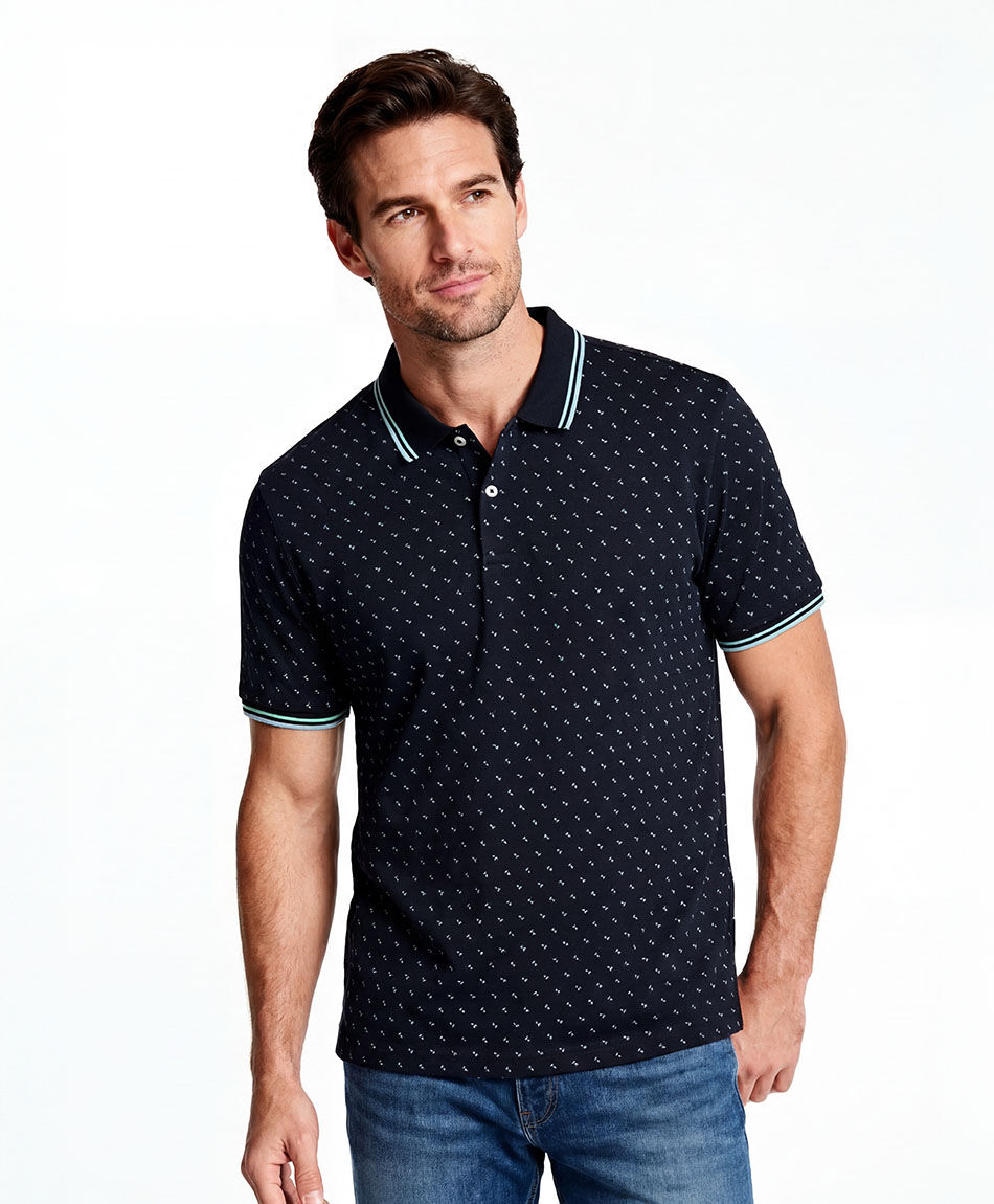 Remera hombre cuello polo linea celeste