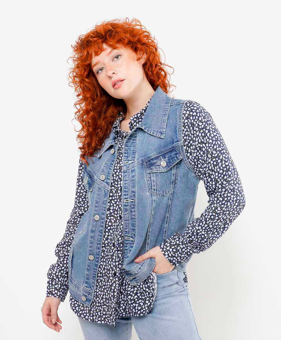 Vest mujer denim bolsillos