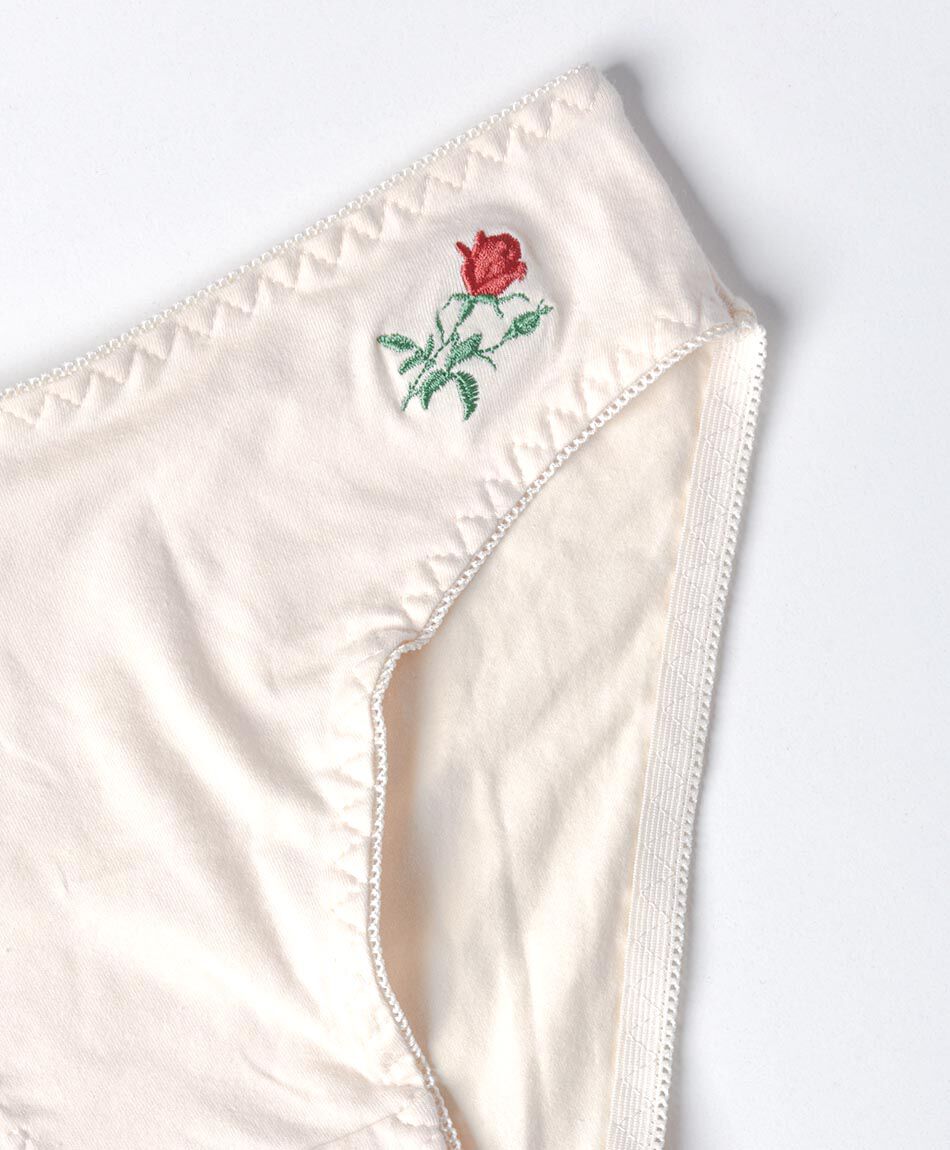 Bombacha bikini mujer liso flor bordada