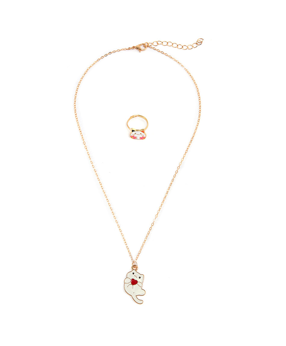 Set collar + anillo infantil gato