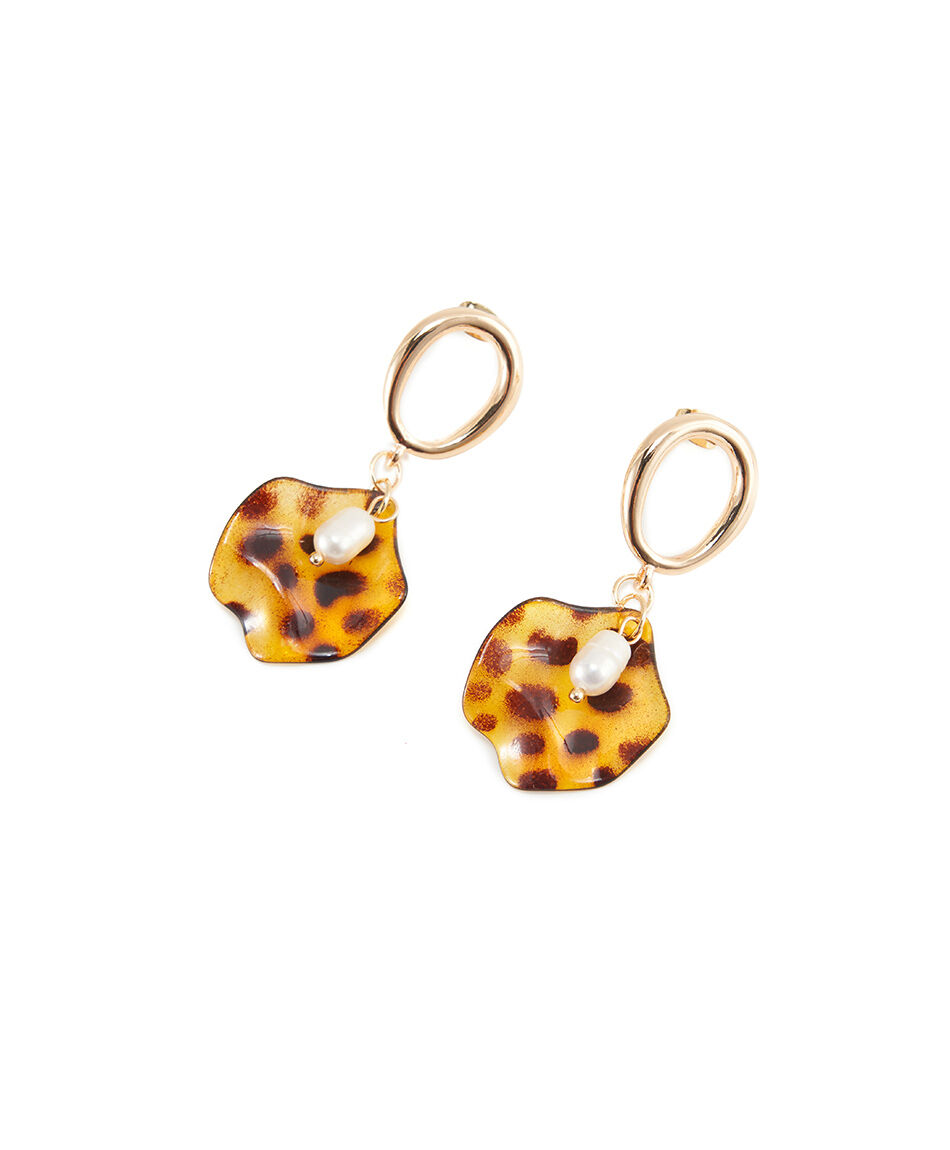Set collar + aros mujer animal print