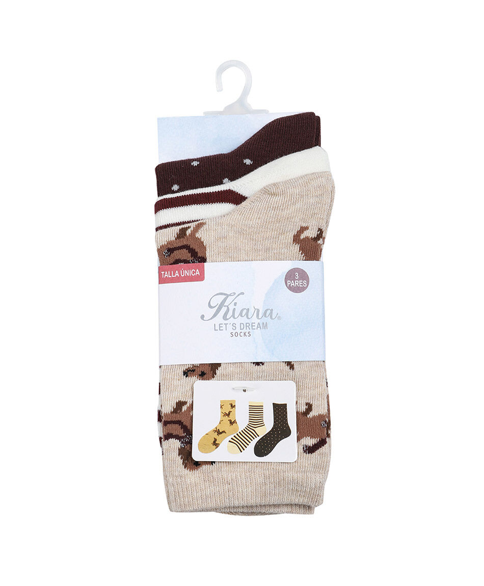 Pack 3 medias mujer medium brown
