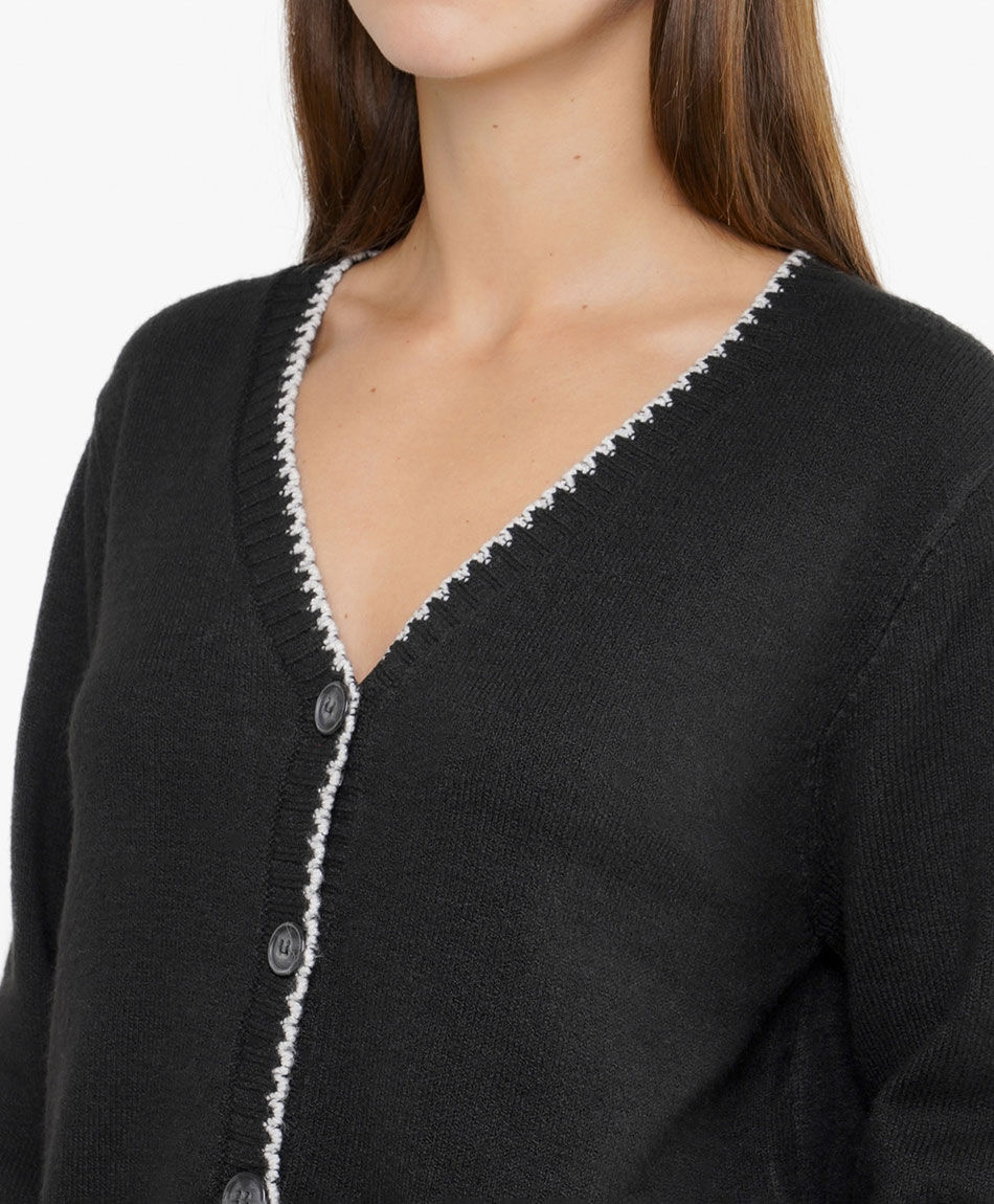 Cardigan mujer contraste puntadas