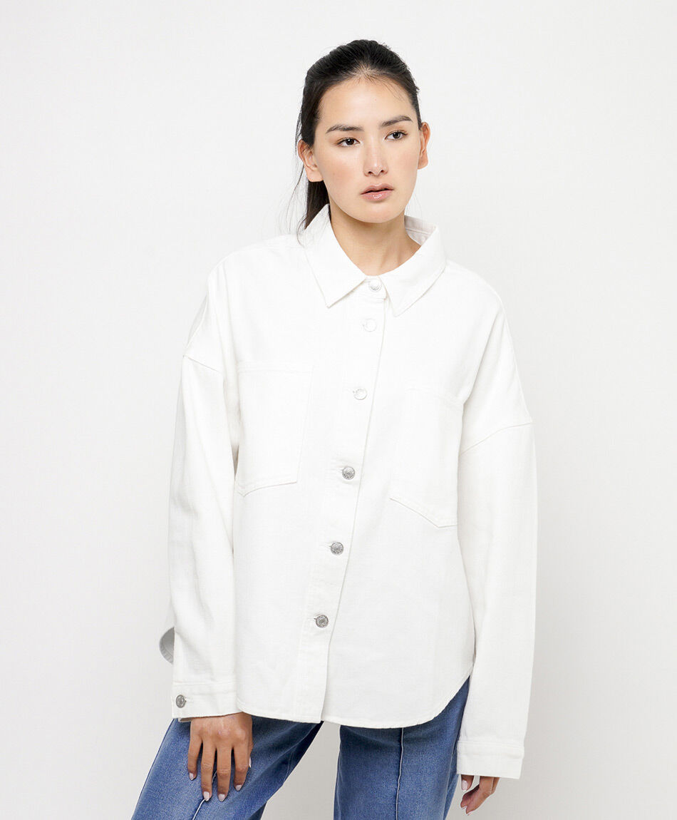 Camisa mujer denim blanca oversize