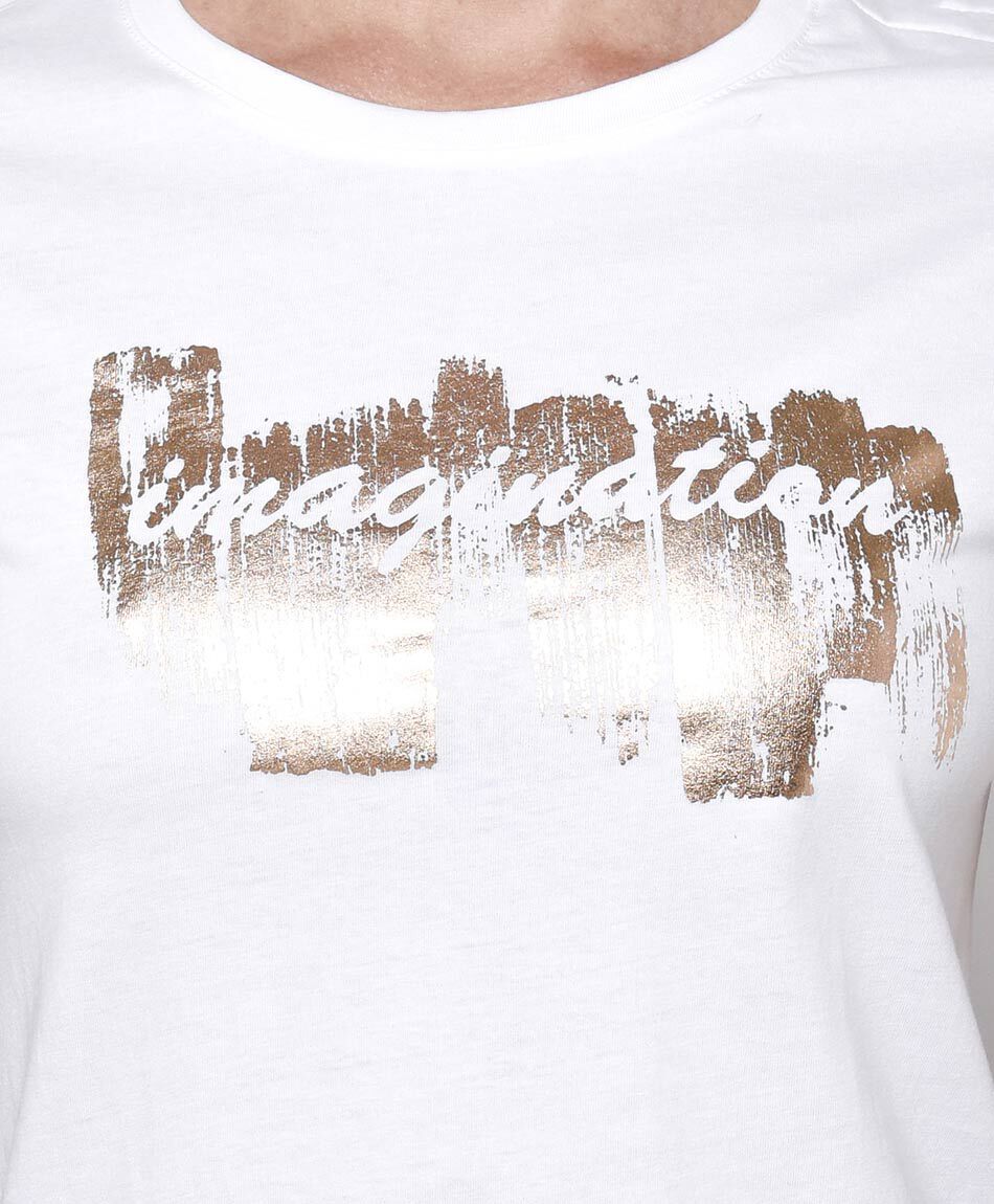 Remera mujer texto pinceleada