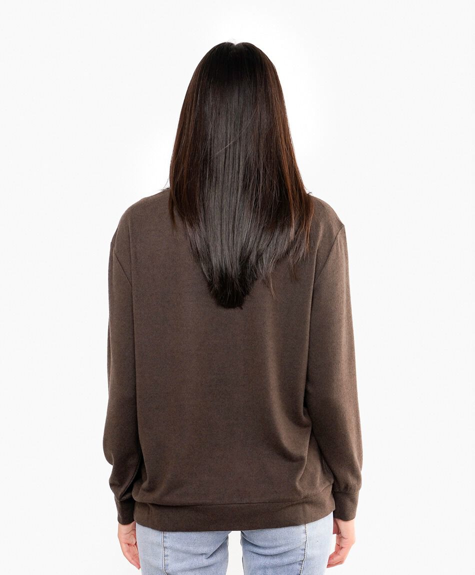 Buzo mujer cl&aacute;sico icon brush caf&eacute;