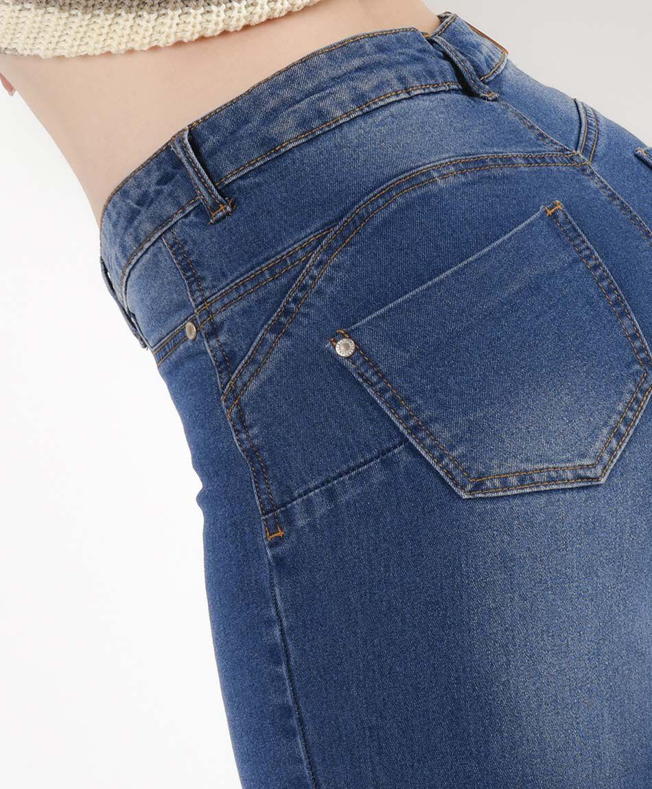 Jeans mujer tiro alto cl&aacute;sico skinny fit
