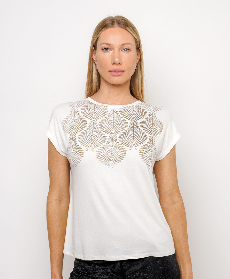 Remera mujer estampado dorado