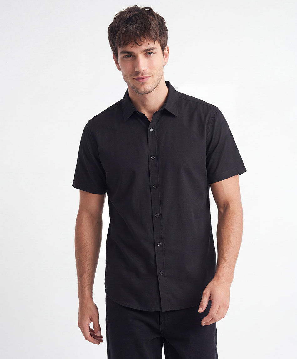 Camisa hombre viscosa negra