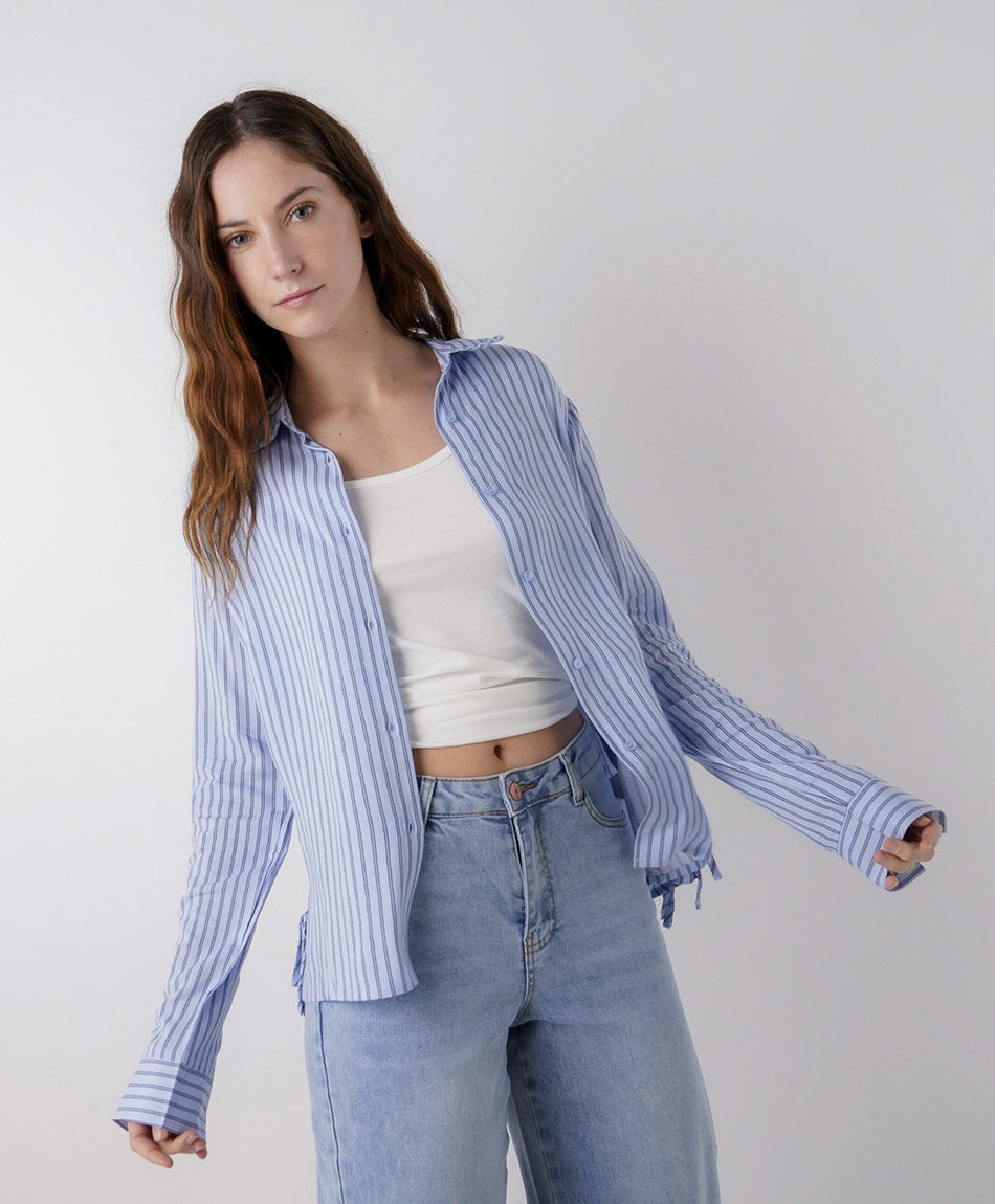 Camisa mujer l&iacute;neas lazos laterales