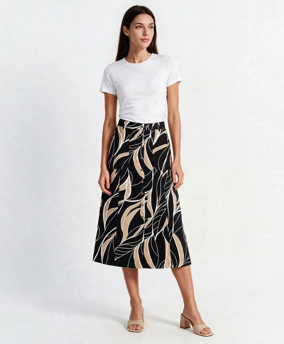 Falda mujer print bolsillos