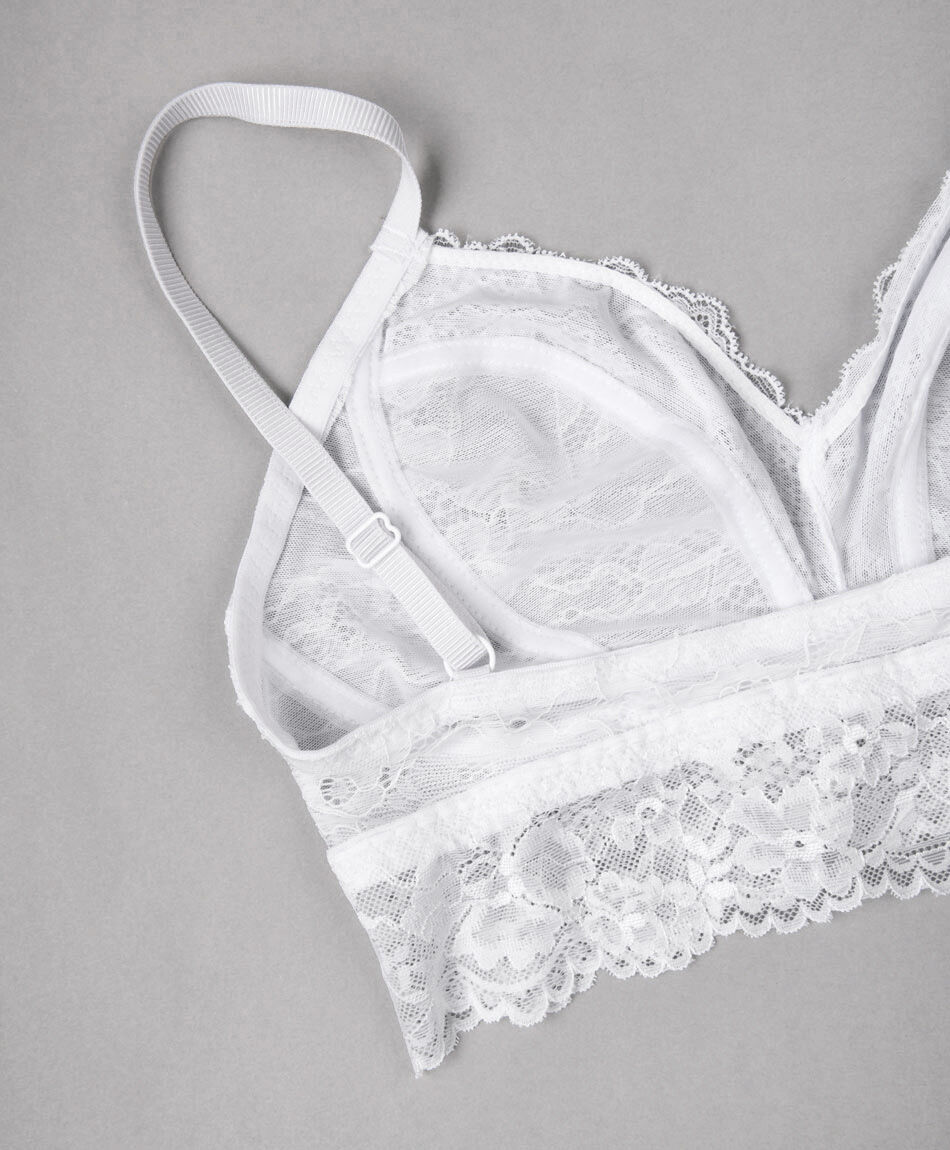 Bralette mujer encaje transl&uacute;cido