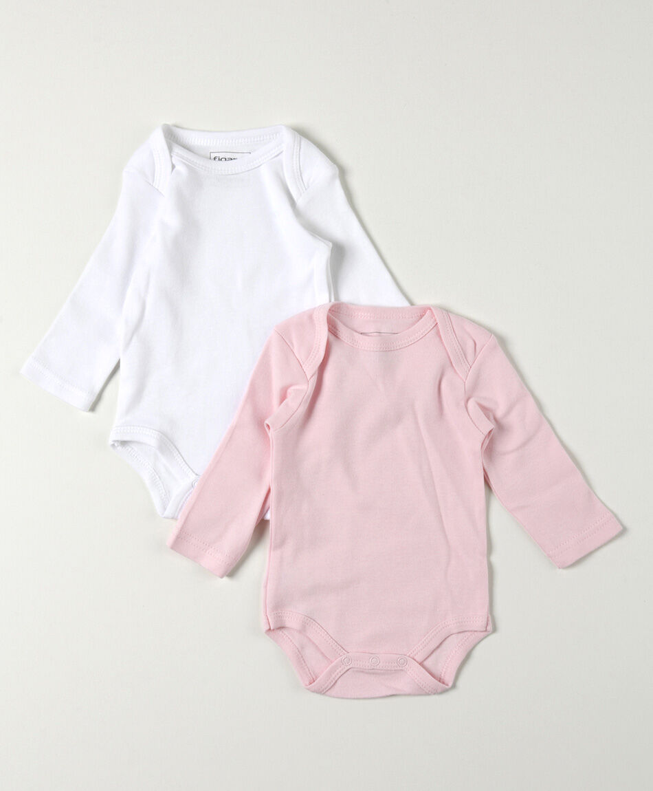 Pack 2 bodies beb&eacute; blanco y rosado manga larga