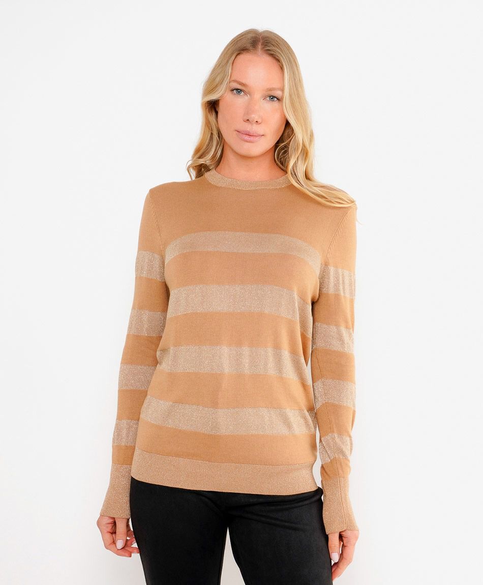 Sweater mujer l&iacute;neas brillos
