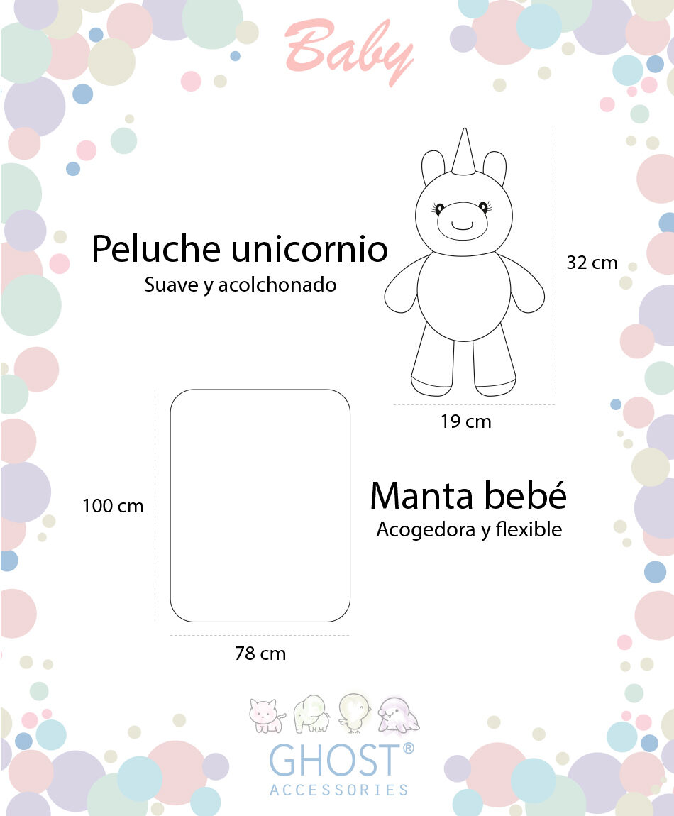Set mantita + peluche beb&eacute; unicornio