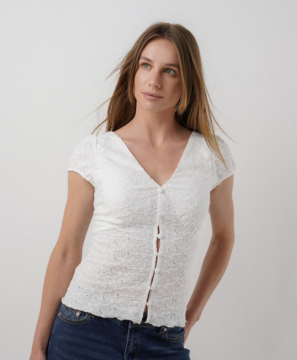 Camisa mujer encajes botones