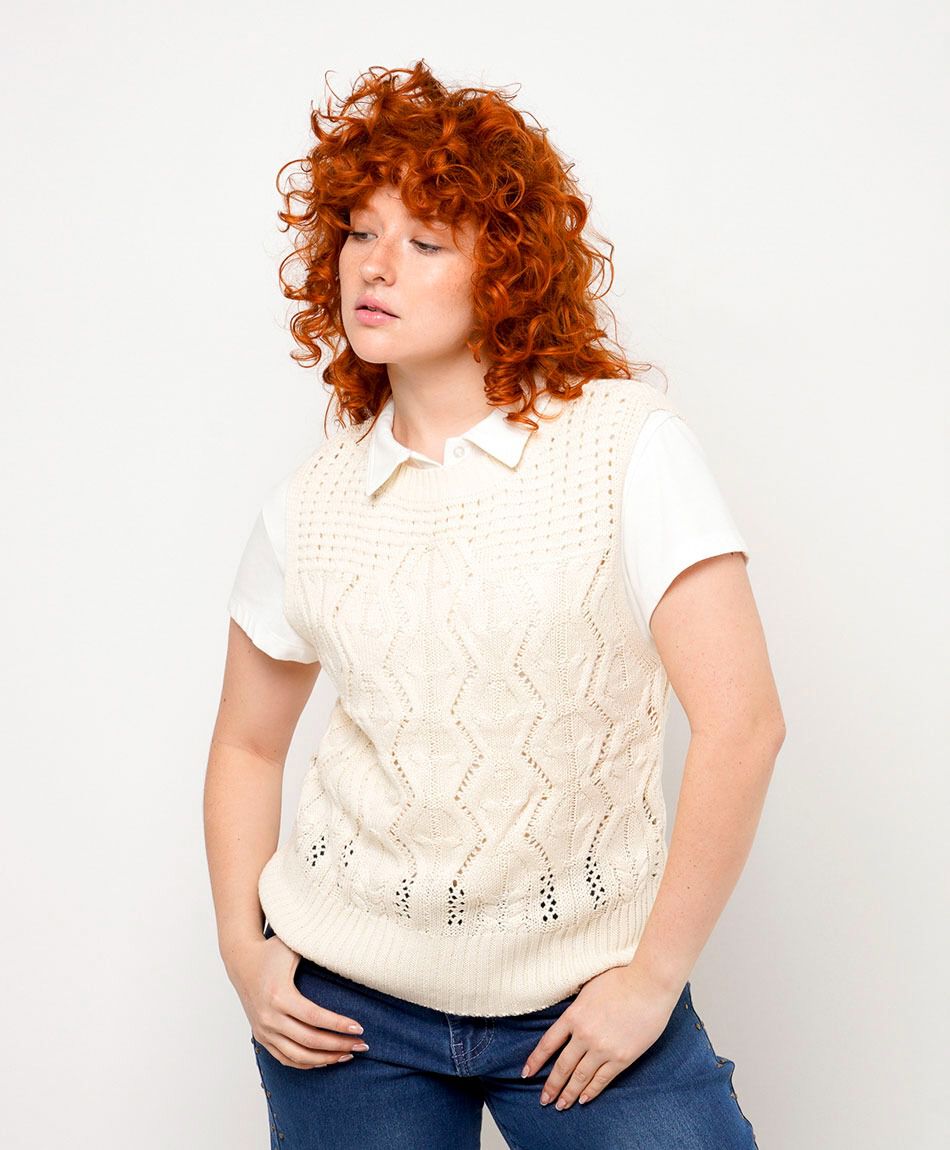 Tejido mujer puntitos sin mangas