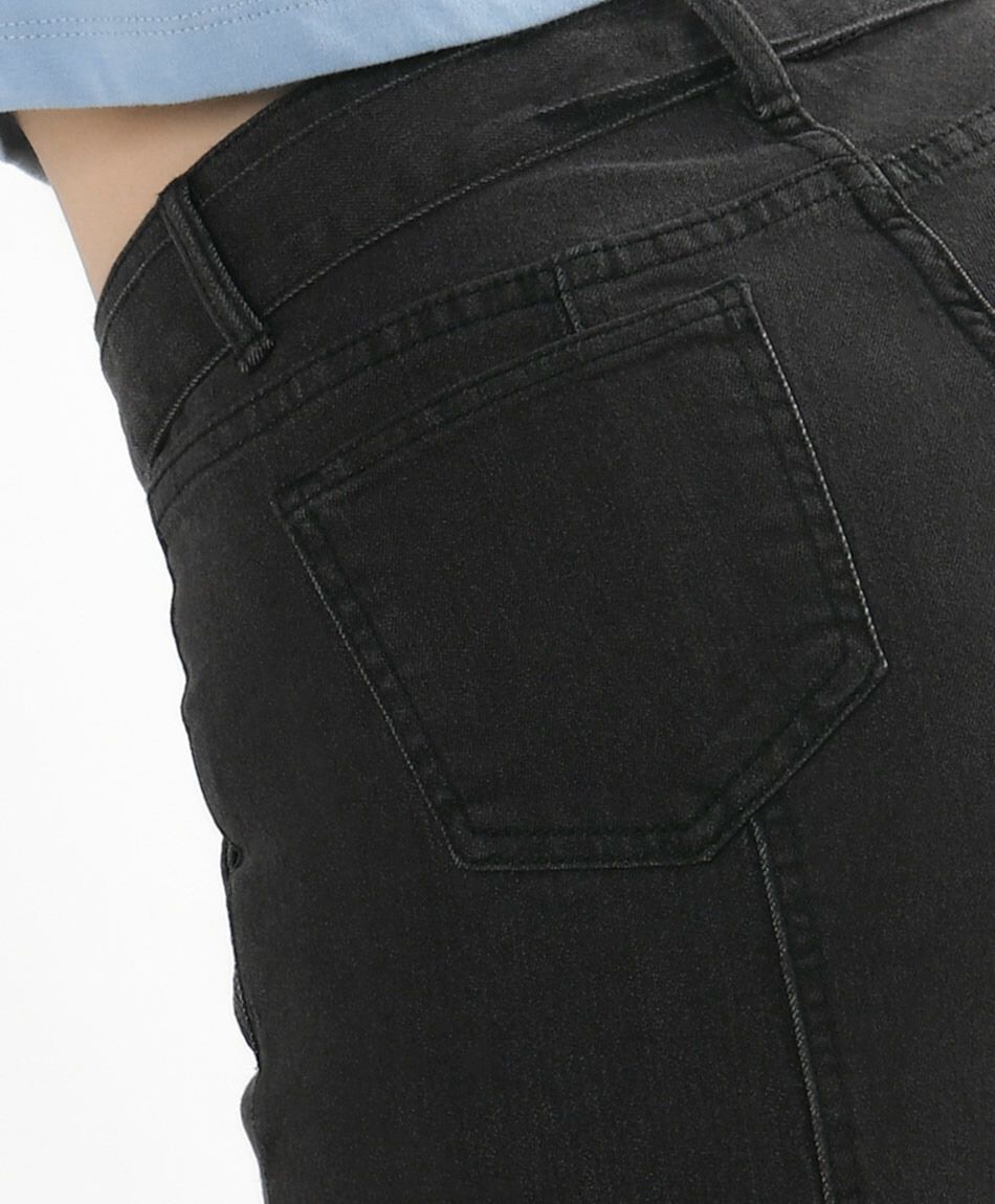 Jeans mujer wide leg costuras negro